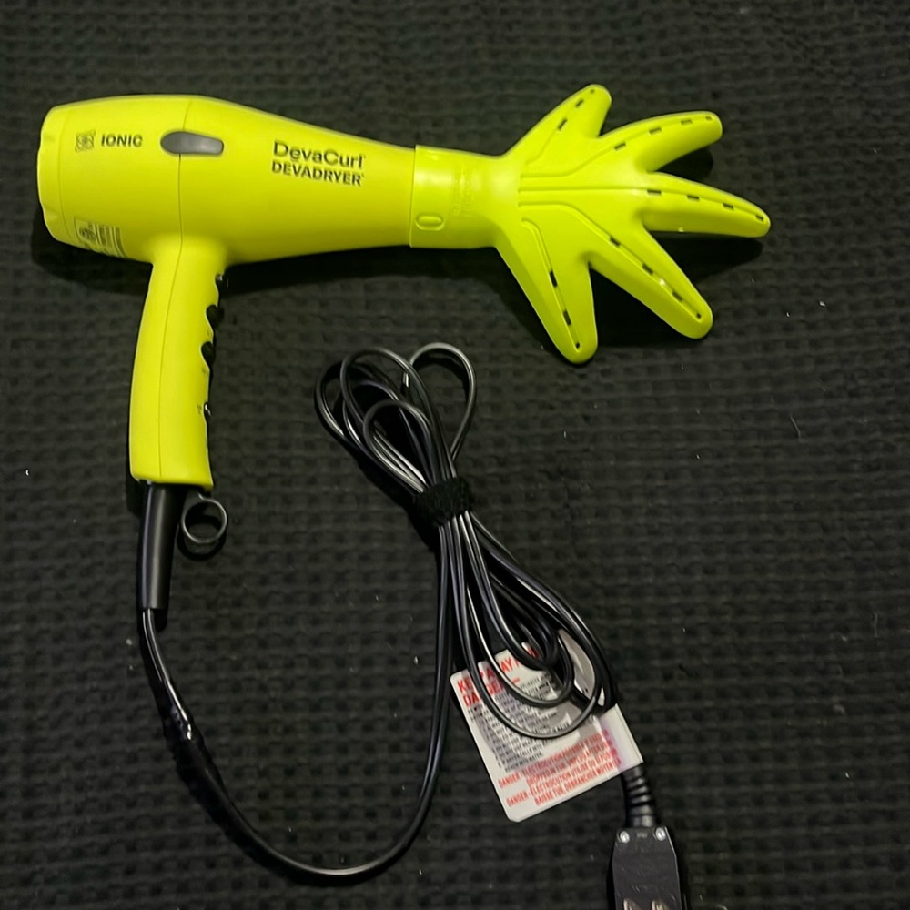 Davacurl Devadryer neon green hair dryer & hand diffuser blow dryer New